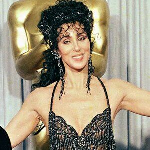 12” Long Cher-Inspired Beaded Costume Earrings Black Gold Dangle Glam‎